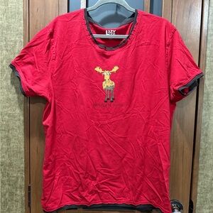 Lazy One Red Moose Women’s Pajama Shirt XL
